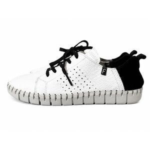 Fabiolas Vida Sadie Leather Sneakers Shoes Womens 38 US 7.5 White Black Spain
